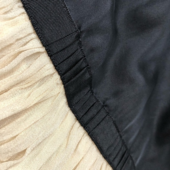 Anthropologie Yoana Baraschi Silk Black Cream Satin Ruffle Retro Cocktail - Picture 7 of 16